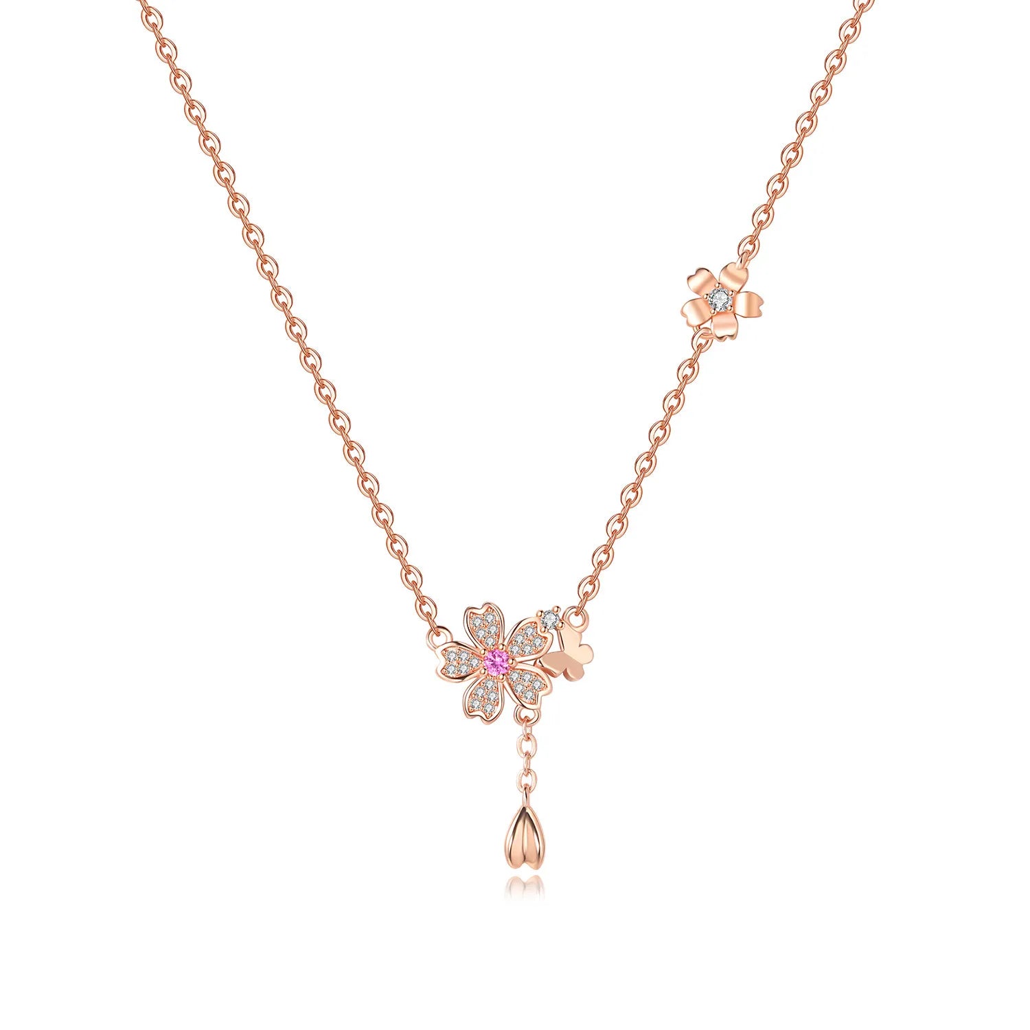 Romantic Pink Crown Heart Pendant Necklace Genuine 925 Sterling Silver Elegant Fine J alternate view