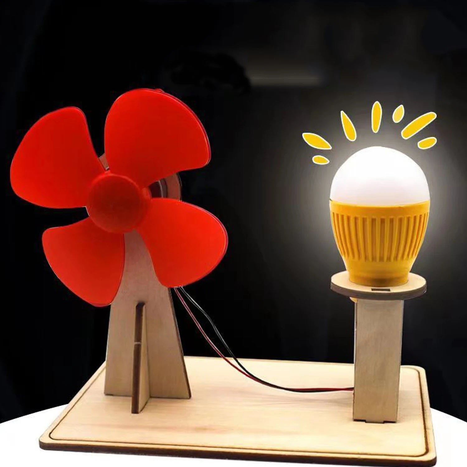 Wooden Wind Generator Model Kids Science Toy Funny Technology Physics Kit Educational Toys for Child
