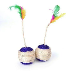 Cat Sisal Scratching Ball Toy | Interactive Feather Toy for Kittens close-up view