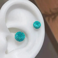 Crystal Stud Earrings Faceted Multicolor Stainless Steel Screw Back Tarnish Resistant close-up view