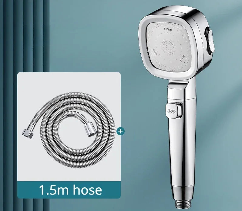 High Pressure Shower Head Water Saving 3 Modes Shower Heads Adjustable One-Key Stop detail view