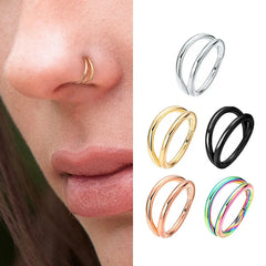 1PC Surgical Steel Nose Rings Septum Hoop Three Layers Nostril Piercing Jewelry 16G T alternate view