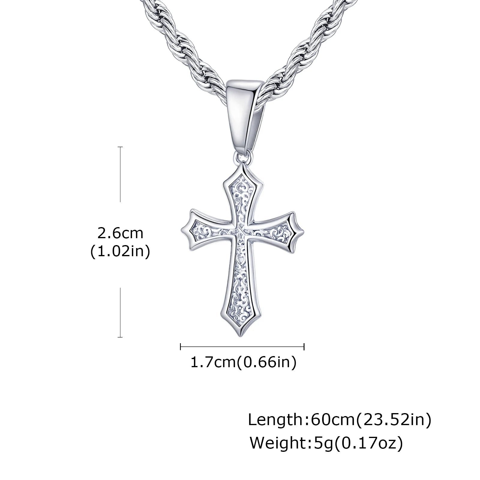 Hiphop Cross Necklace for Men Women | Stainless Steel Cross Charm Trendy Jewelry Gift close-up view