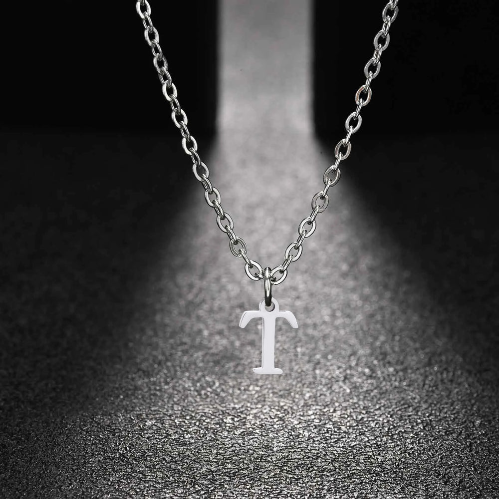 26 Letters A-Z Initial Pendant Necklaces for Women,Alphabet Pendant Rolo Chain Necklac close-up view