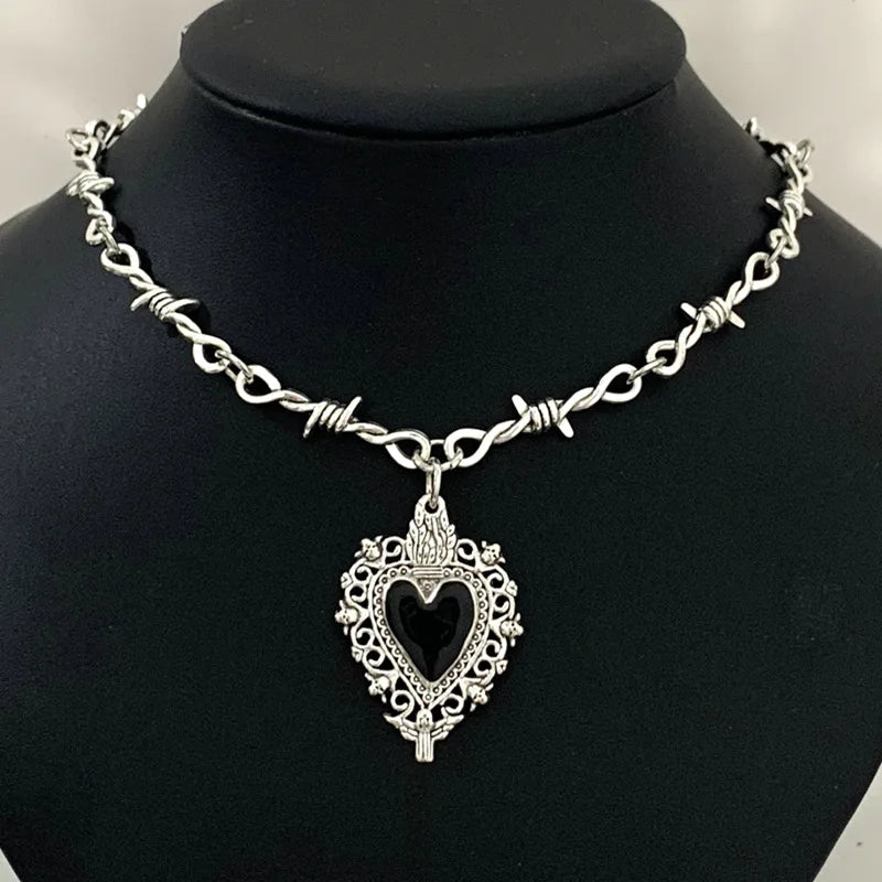 Barbed Wire Choker Necklace | Gothic Punk Thorns Chain for Women lifestyle view