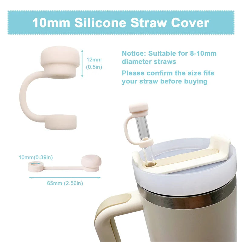 Straw Covers Cap Reusable Silicone Straw Toppers Compatible With Stanley Cup Spill additional angle
