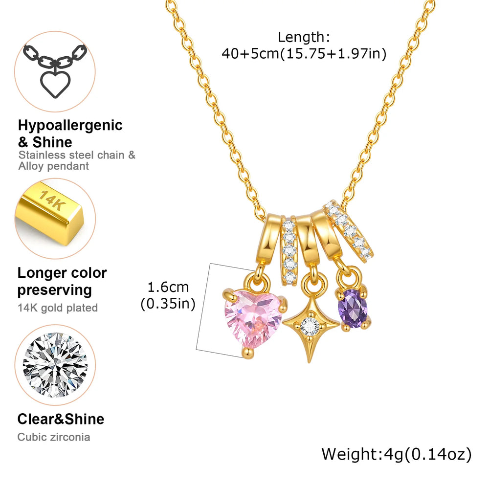 Charms Heart Pendant Necklace for Women, Golden Stainless Steel OT Toggle Necklace, additional angle