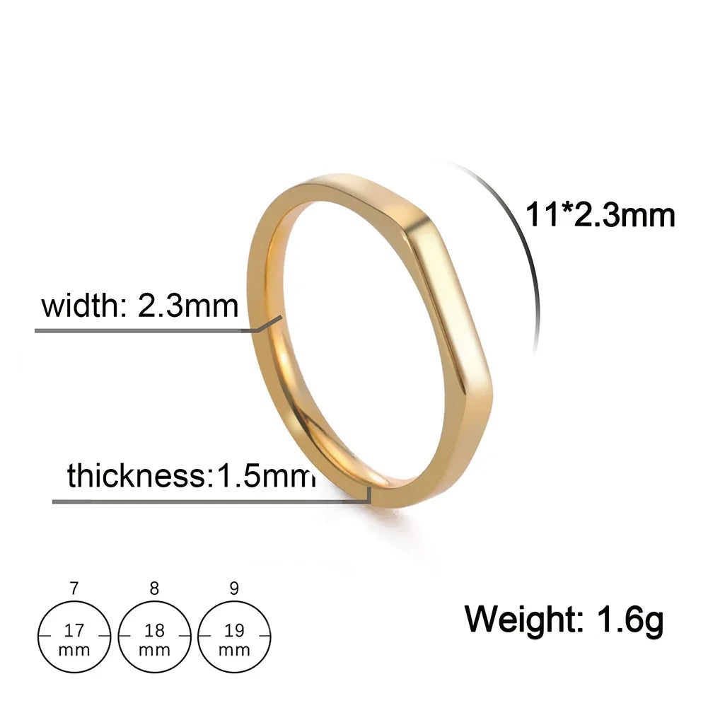 Skyrim Minimalist Signet Rings Women Men Stainless Steel Wide Rectangle Geometric Rin lifestyle view