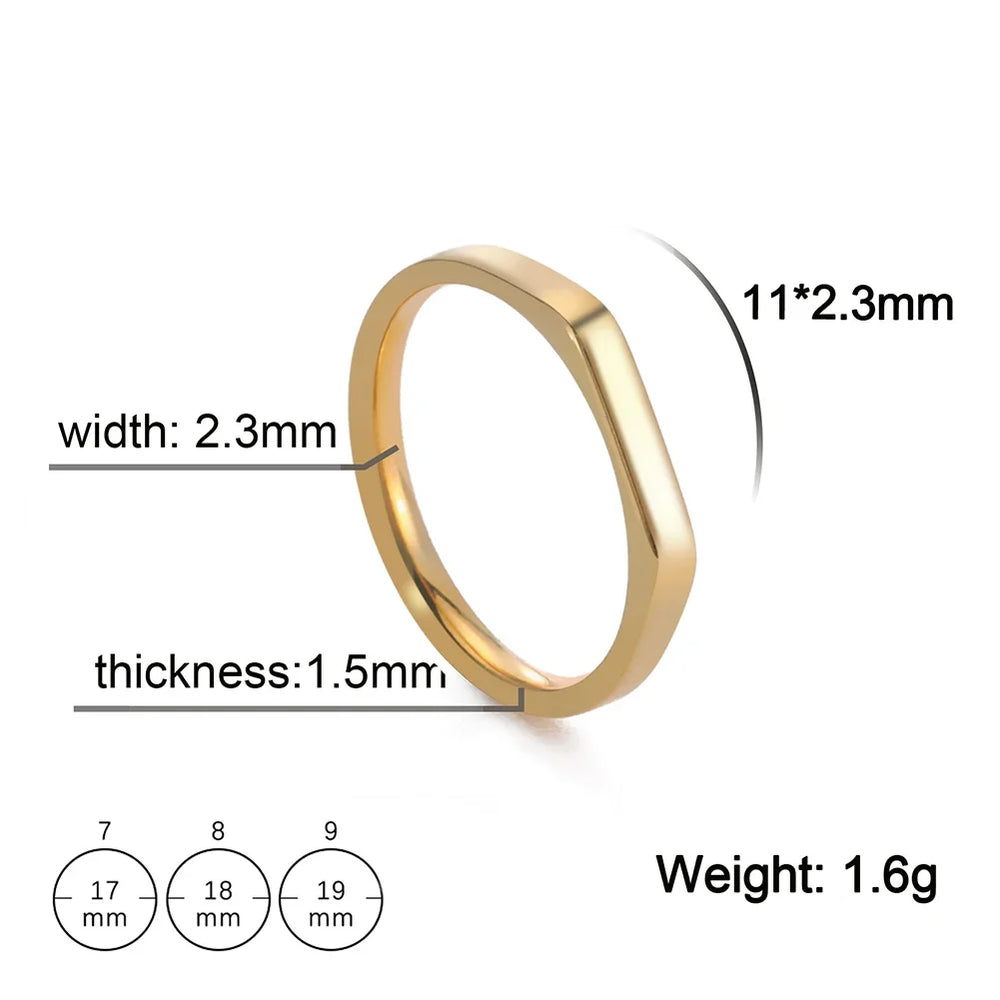 Skyrim Minimalist Signet Rings Women Men Stainless Steel Wide Rectangle Geometric Rin lifestyle view