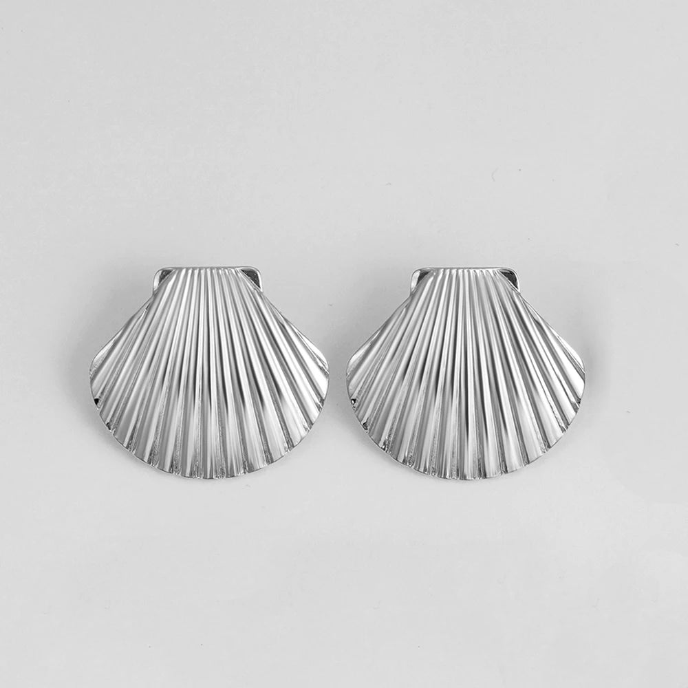 Vintage Gold Snail Shell Drop Earrings | CZ Zircon Beach Jewelry for Women alternate view