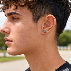 Stainless Steel Heart Zircon Wings Stud Earrings | Unisex Vintage Punk Gothic Jewelry alternate view