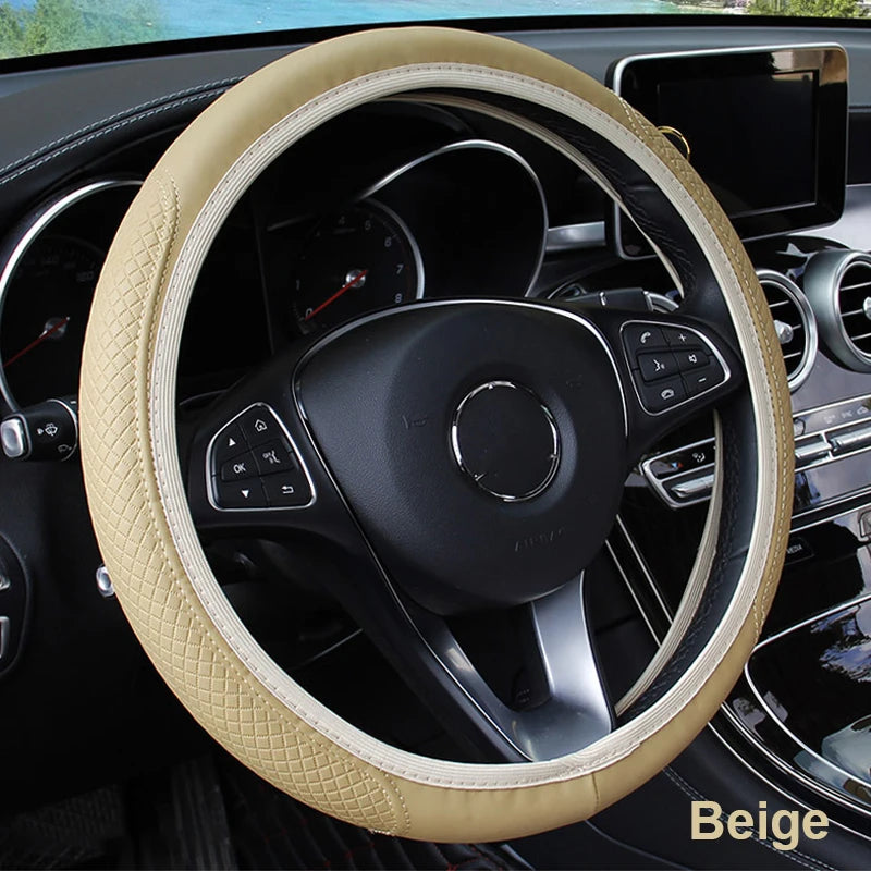 Universal Steering Wheel Cover Microfiber Leather Anti Slip 37-39cm detail view