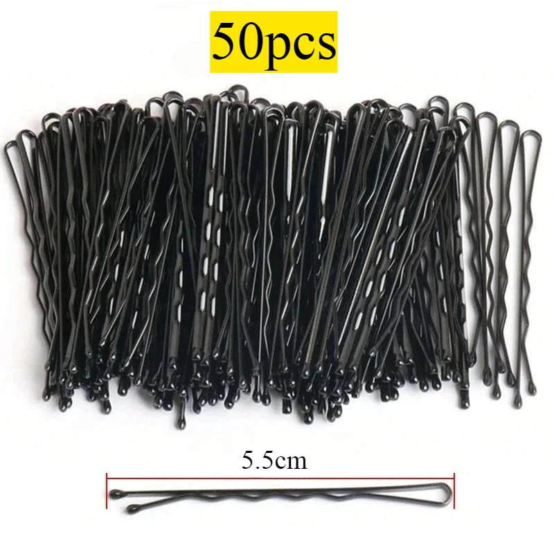 50-600pcs Black Straight Line Hair Clip U-shaped Needle Lady Hairpins Curly Wavy Grips W detail view