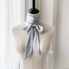 Delicate Long Hair Scarf Favor Silk Headband Neck Scarf Solid Color Hair Wrap Party Sc close-up view