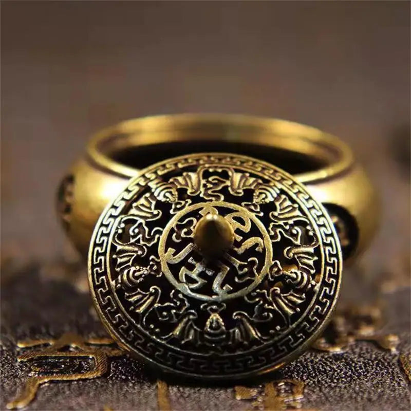 Retro Brass Incense Burner with Zodiac Signs | Home Decor Censer additional angle