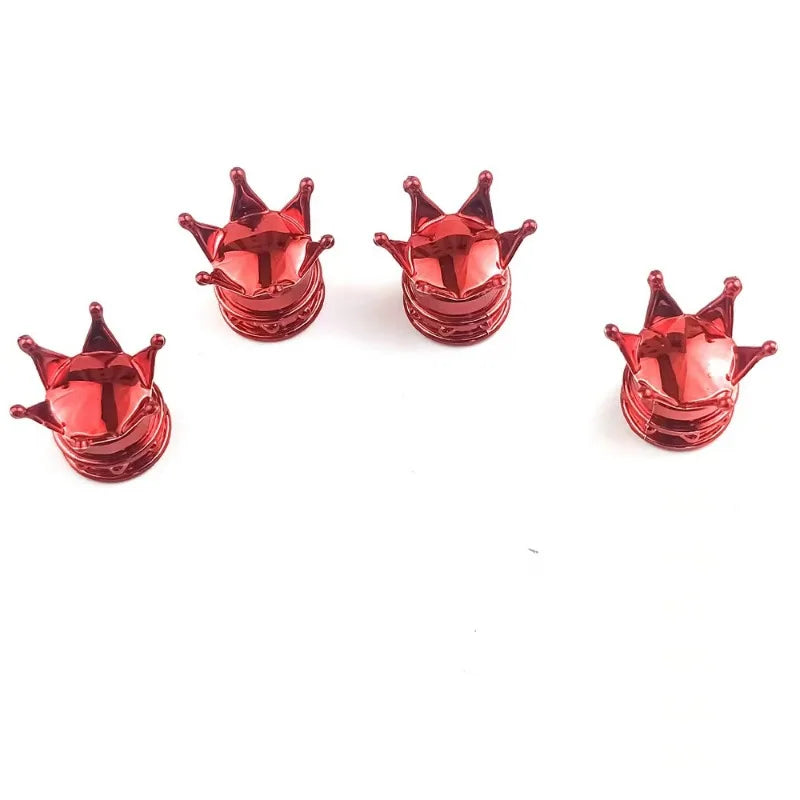4 PCS Universal Crown Wheel Valve Covers Air Dustproof Waterproof Car Motorcycle Tyre lifestyle view