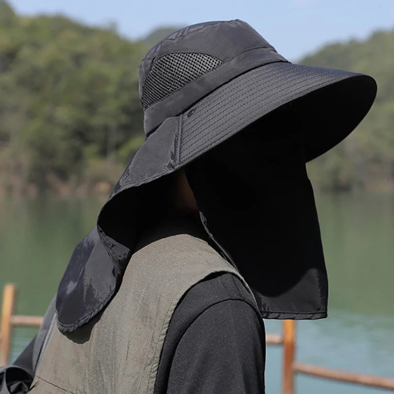 UV Protection Sun Hat | Outdoor Fishing and Hiking Cap with Neck Flap lifestyle view