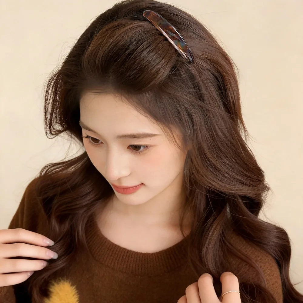 1/2pcs Acetate Metal Hair Combs Clips for Women Girls Side Bangs Upside-down Hairpins alternate view