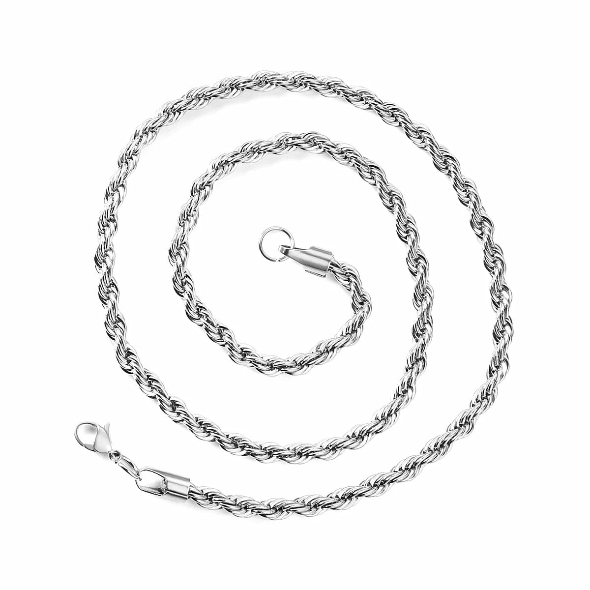 1 Piece Silver Color Width 2mm/3mm/4mm/5mm Rope Chain Necklace for Men Women Stainless Steel Twisted Singapore Layering Collier