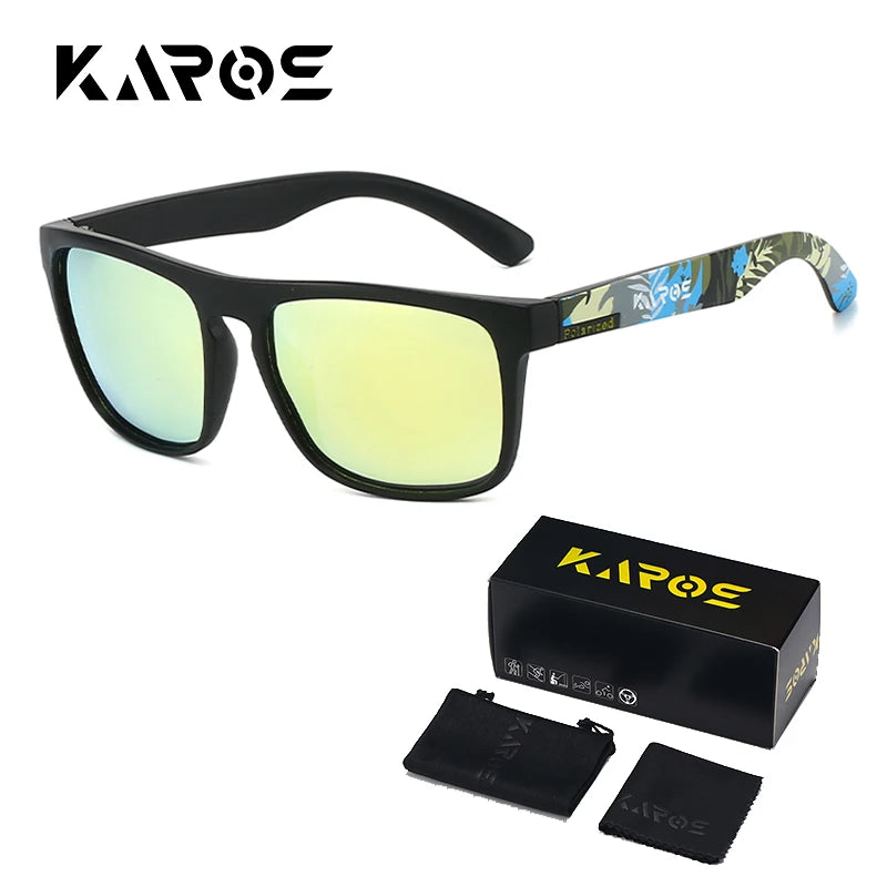 KAROS Polarized Sunglasses | UV400 Square Shades for Outdoor Sports close-up view
