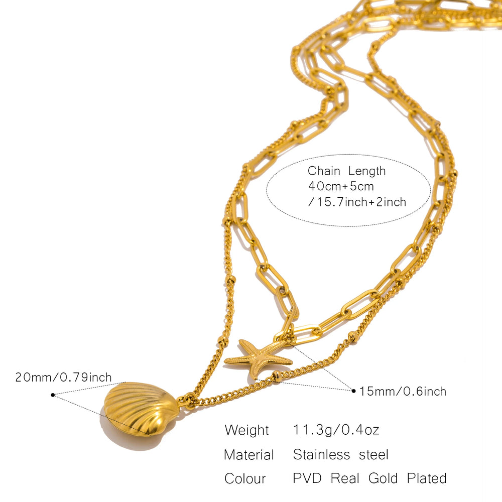Double Layer Seashell Necklace | Summer Beach Jewelry for Women additional angle