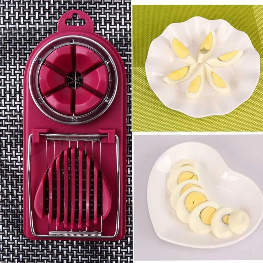 2 In 1 Egg Slicer Multifunctional Stainless Steel Egg Cutter | Kitchen Gadget for Sli lifestyle view