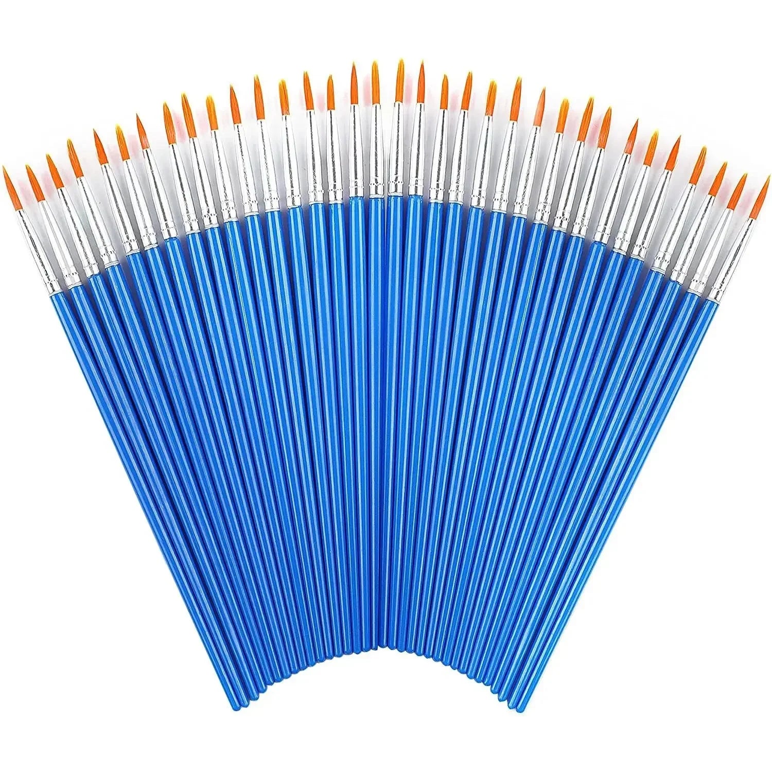 50Pcs Painting Brushes Set Art Round Flat Hair Nylon Hair Paint Brush for Oil Acrylic alternate view