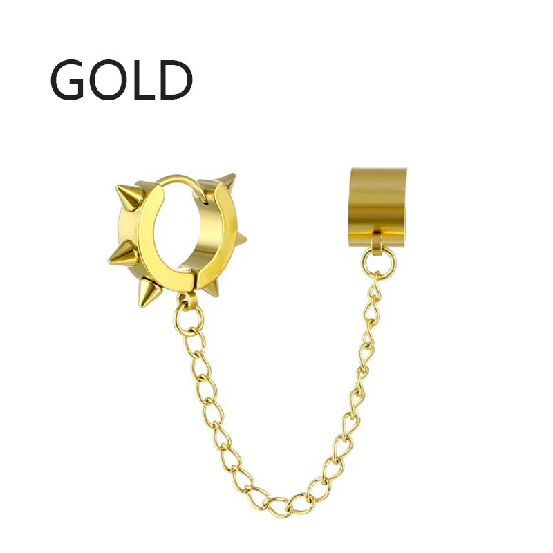 Punk Tassel Clip Earrings | Unisex Hip Hop Chain Hoop Ear Cuffs lifestyle view
