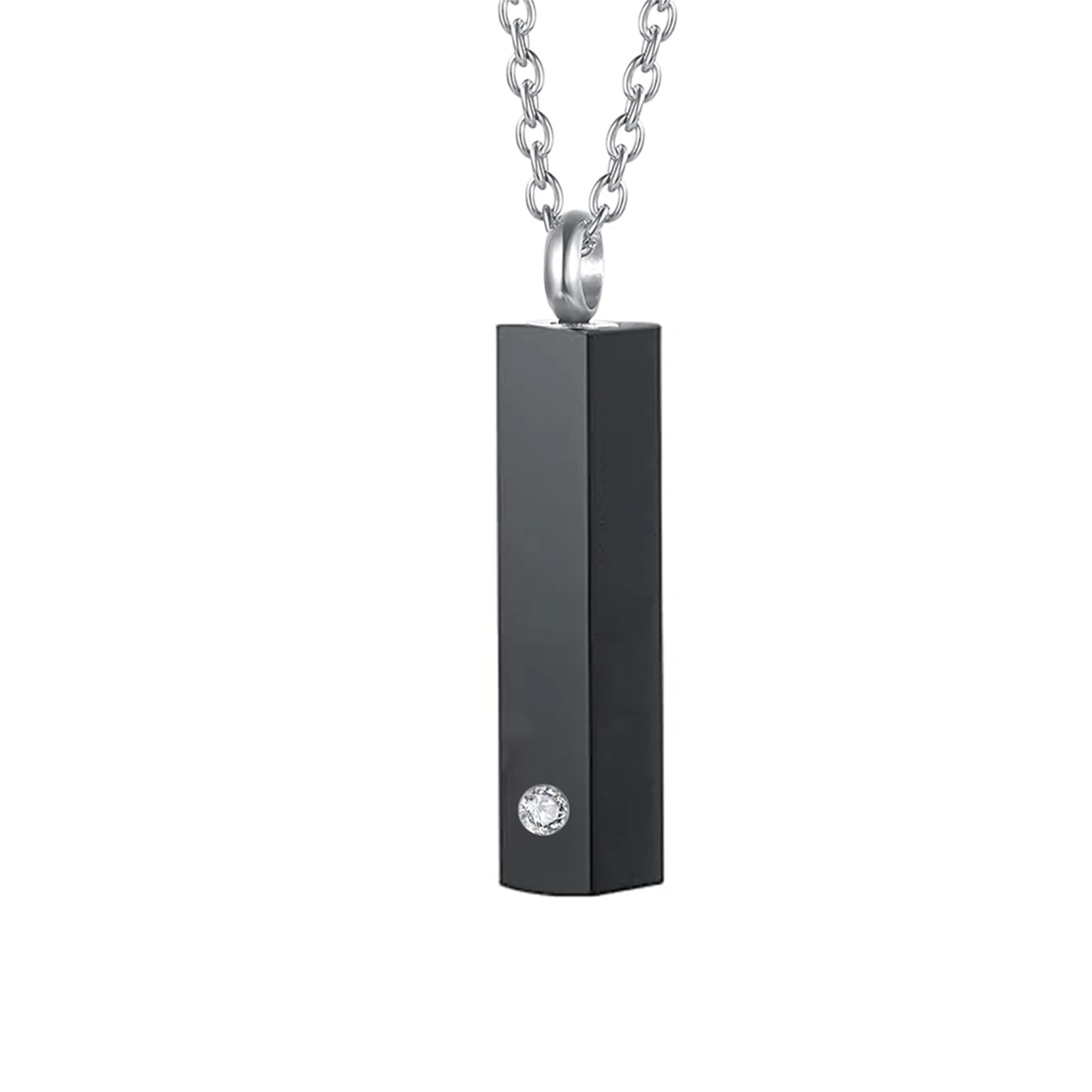 Cube Urn Necklace for Ashes Aluminum Alloy Cremation Necklace with Crystal Memorial P alternate view