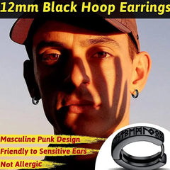 1Pair 12mm Norwegian Viking Rune Hoop Earrings | 316L Stainless Steel Huggie Hoop Ear alternate view