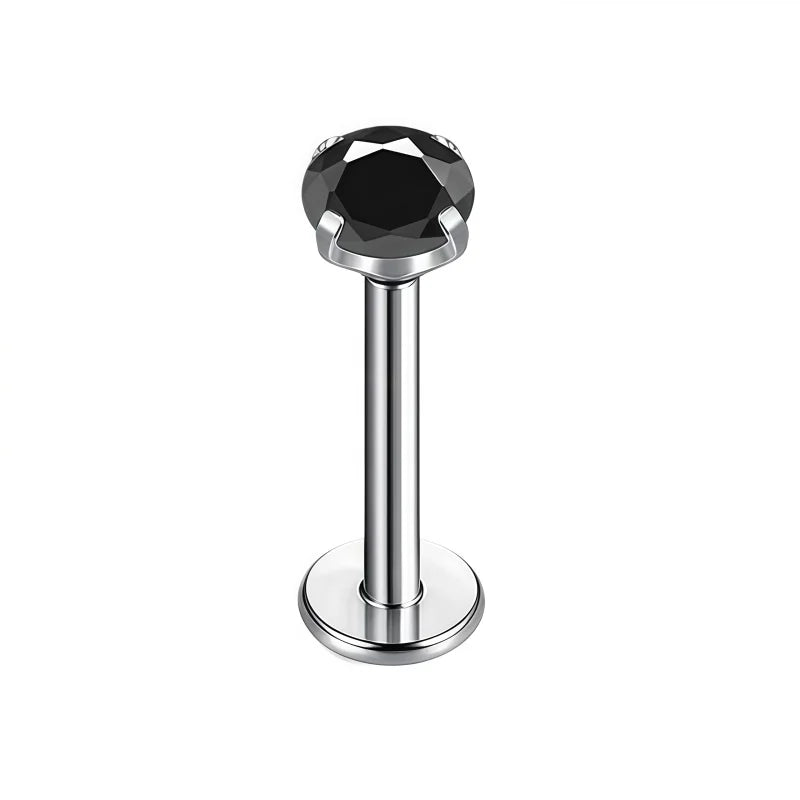 ASTM F136 Titanium 16G CZ Labret Lip Studs Helix Tragus Cartilage Flat Back Earrings Nos detail view
