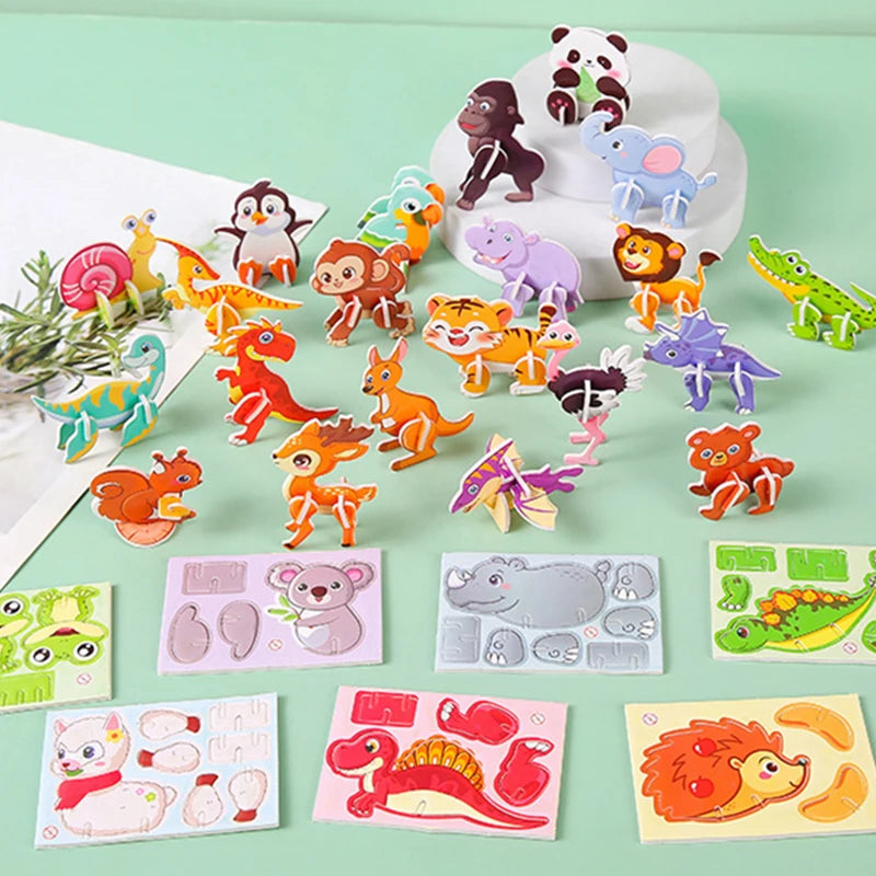 30Kinds Animal 3D Puzzle Kids Children Birthday Party Toy Paperboard Cartoon Dinosaur alternate view