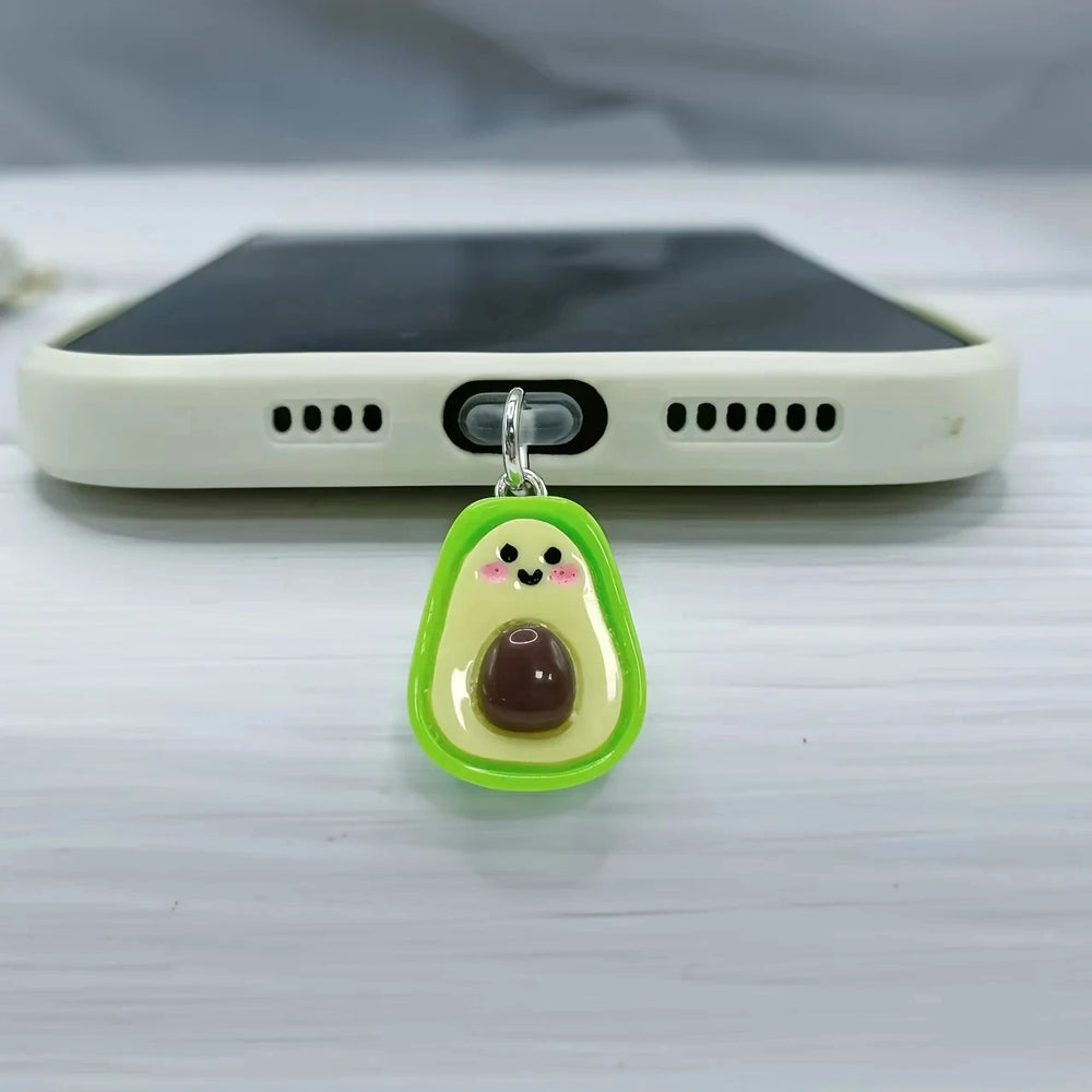 Universal Fruit-Themed Phone Dust Plug, Lemon, Grape, Cherry, Avocado-Shaped Interf additional angle