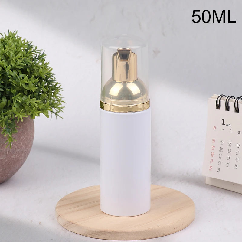 30/50/60ML White Gold Plastic Foamer Pump Bottle Refillable Empty Face Lashes Cleanse alternate view