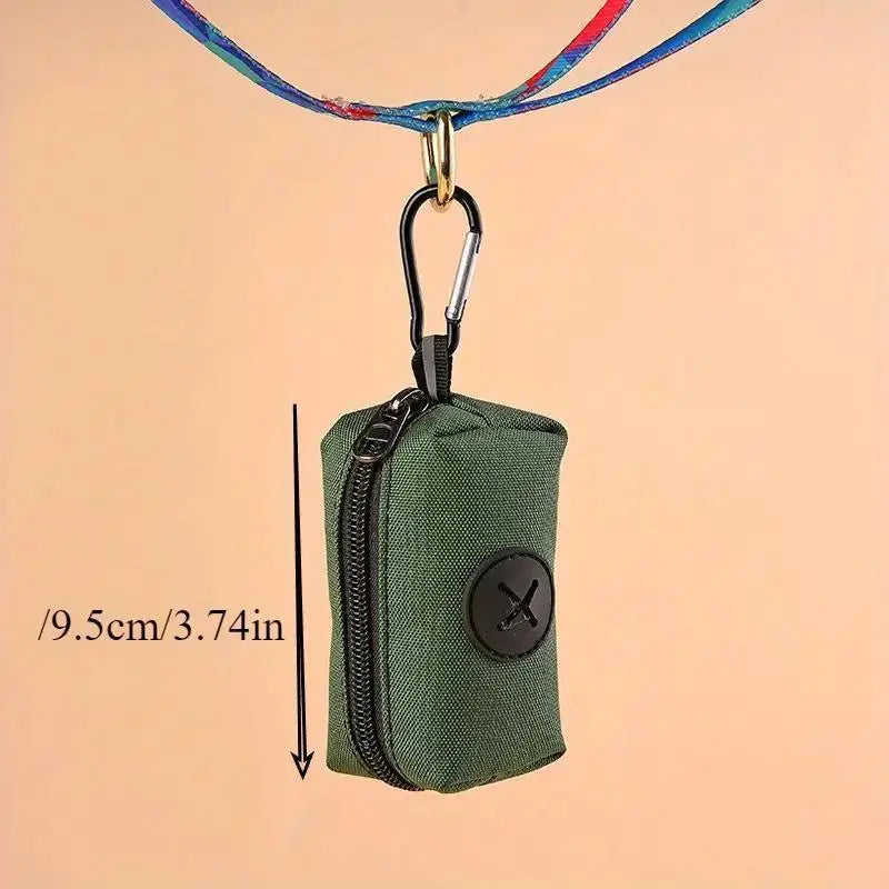 Canvas Dog Poop Bag Holder, Outdoor Pet Waste Bag Dispenser with Carabiner Clip, Anim alternate view