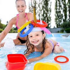 Unicorn Inflatable Ring Toss Game | Kids Birthday Party Beach Pool Toy close-up view