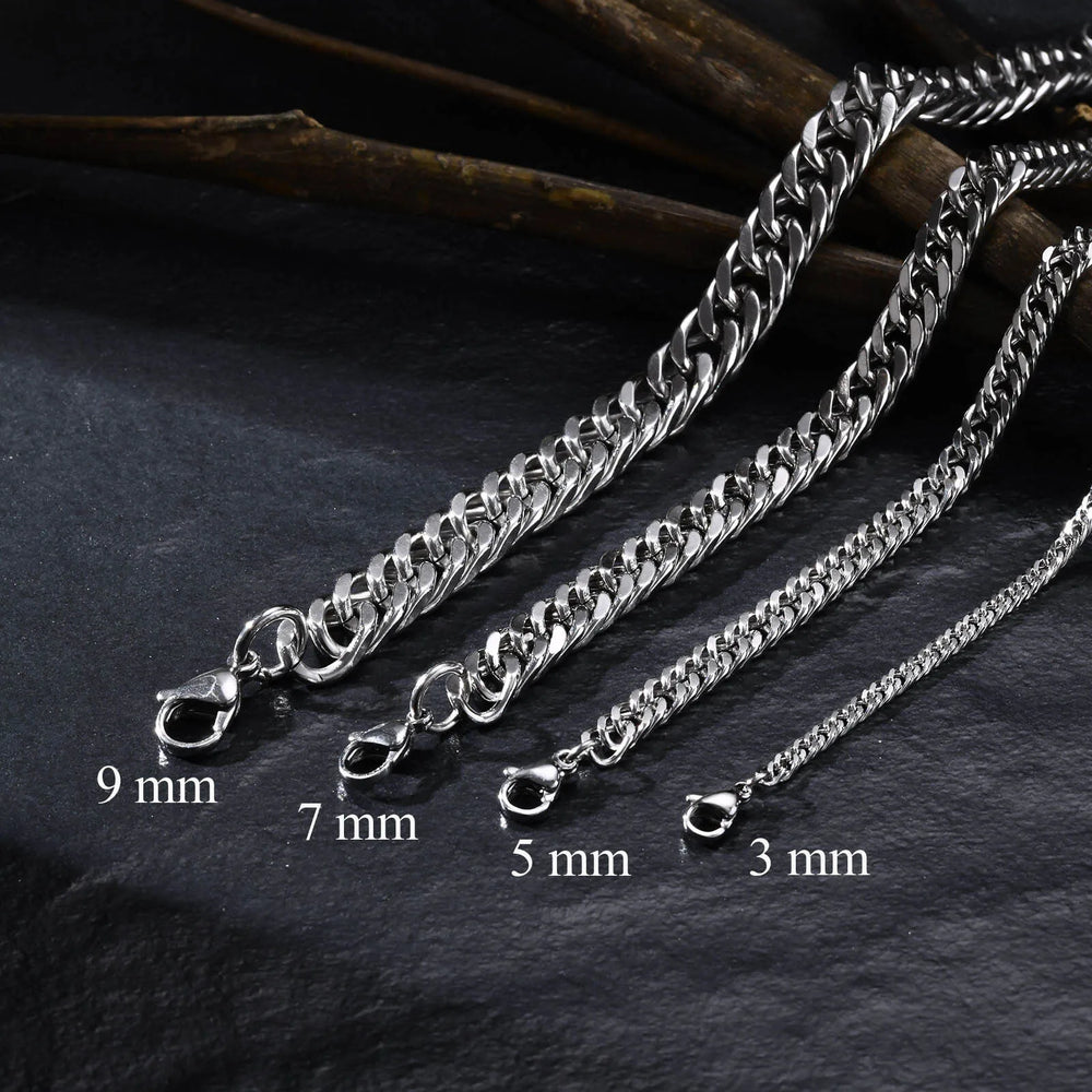 Men's Chunky Miami Cuban Chain Necklace | Vintage Punk Hip Hop Stainless Steel Link Coll detail view