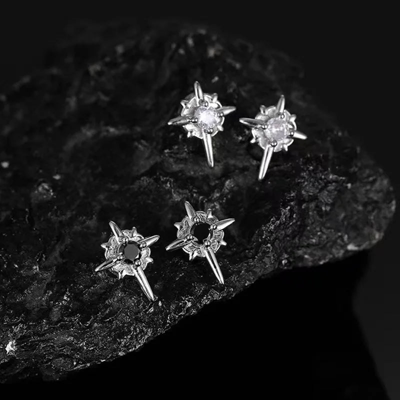 1Pair Zircon Star Magnet Ear Clip Stud Earrings for Men Women Couple Without Ear Holes close-up view