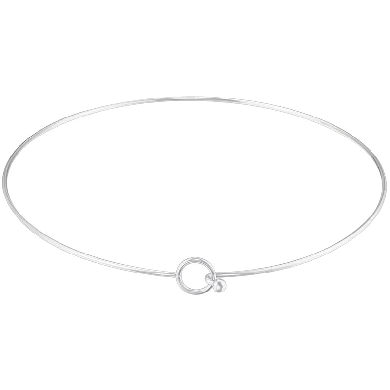 316L Stainless Steel Heart Round Adjustable Collar Women's Necklace Simple Open Neck lifestyle view
