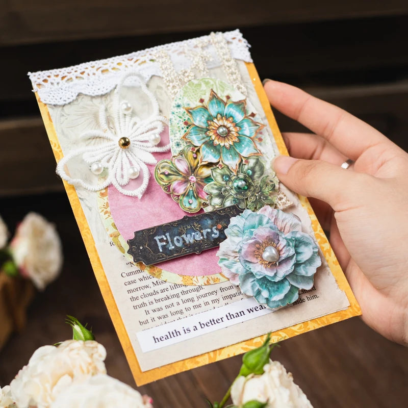 20pcs Hard Card Flower Stickers for Scrapbooking | Floral Craft Decor Set additional angle