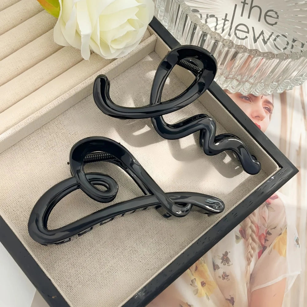 2pcs/set Hair Claw Clips for Women Girls Heart Bow Dots Leopard Large Small Crab Hair alternate view
