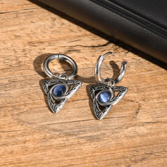 Stainless Steel Moonstone Hoop Earrings for Men | Punk Hip Hop Jewelry Gift detail view