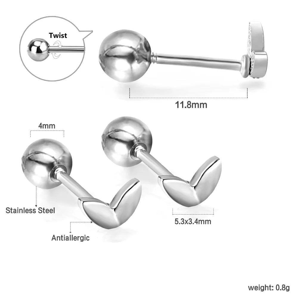 LUXUSTEEL Mini Cute Stainless Steel Stud Earrings Women Girls Heart Butterfly Rabbi additional angle