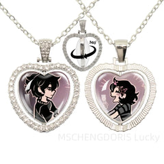 The Coffin Of Andy And Leyley Cosplay Necklace | Double Sided Glass Cabochon Heart Pendant