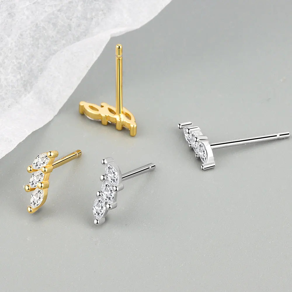 3 PCS Exquisite Zircon Little Huggies Hoop Earrings Set for Women Stainless Steel Uni alternate view