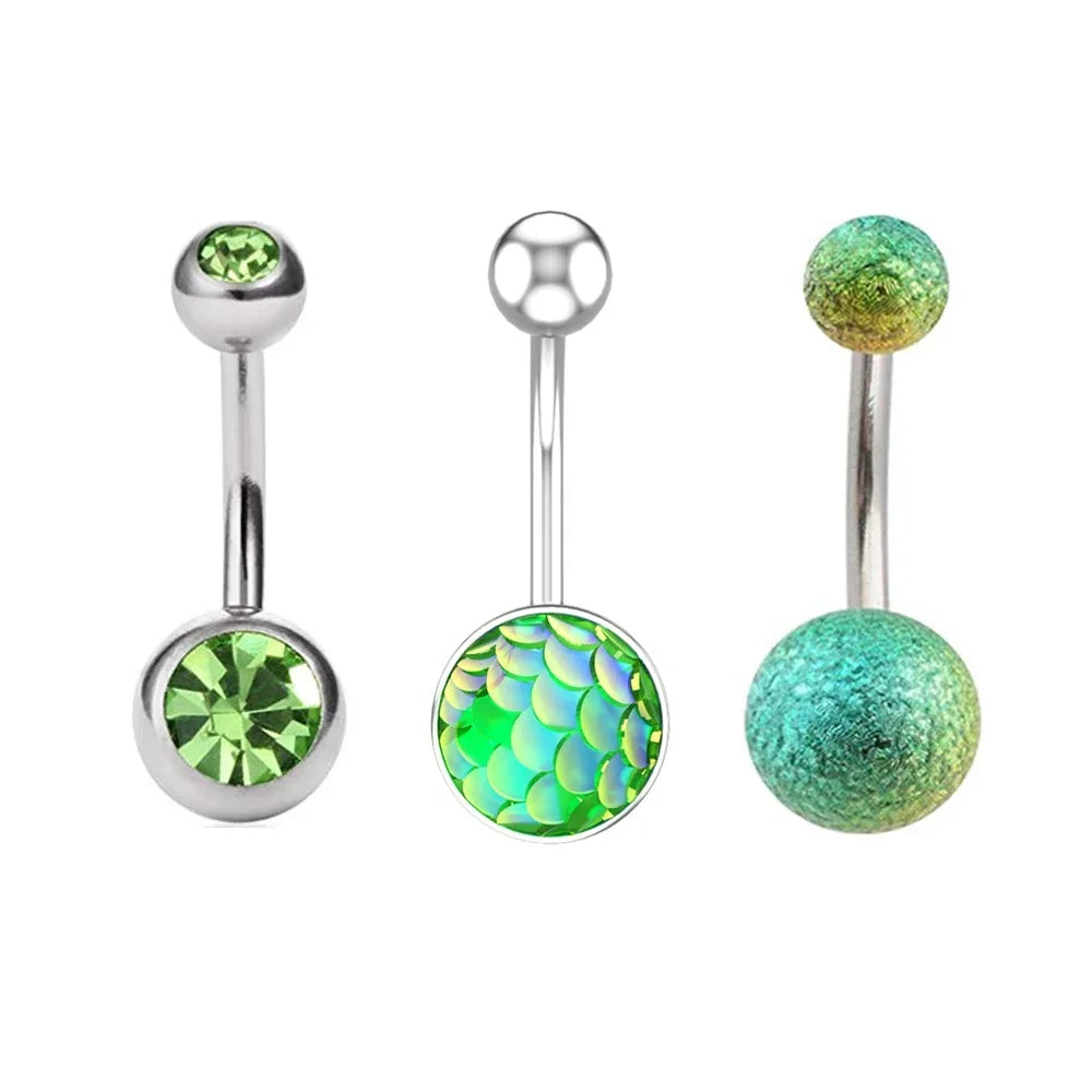 Belly Button Piercings Set Dangled Curved Navel Piercing Ombligo Pack Belly Rings Jewelr detail view