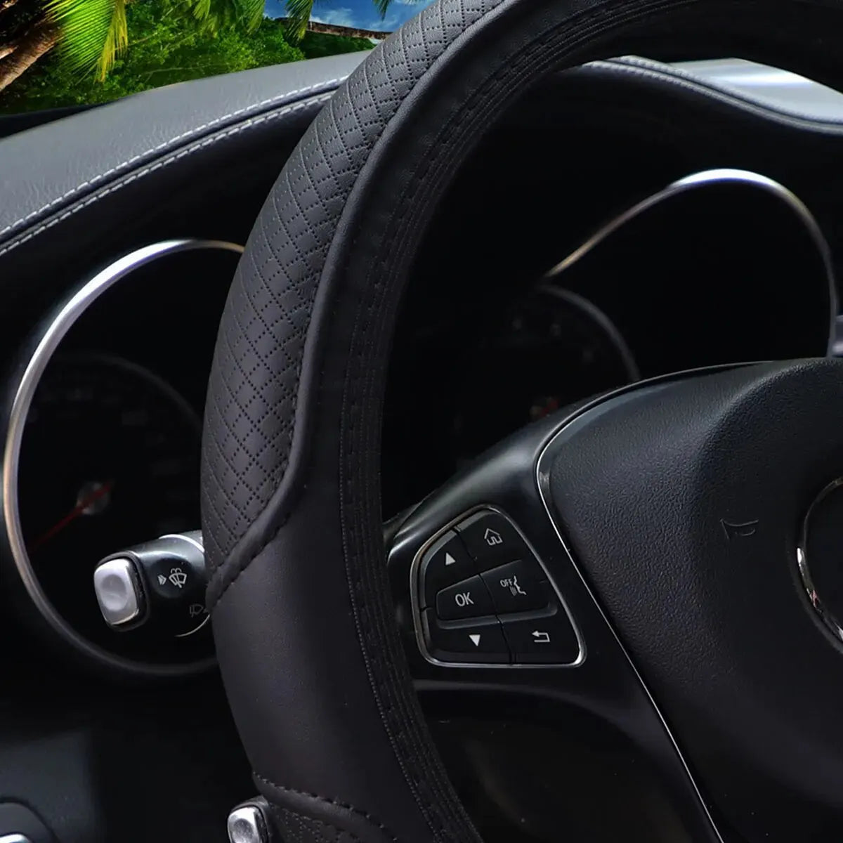 Artificial Leather Three-dimensional Embossed-car without Inner Ring Steering Wheel C alternate view