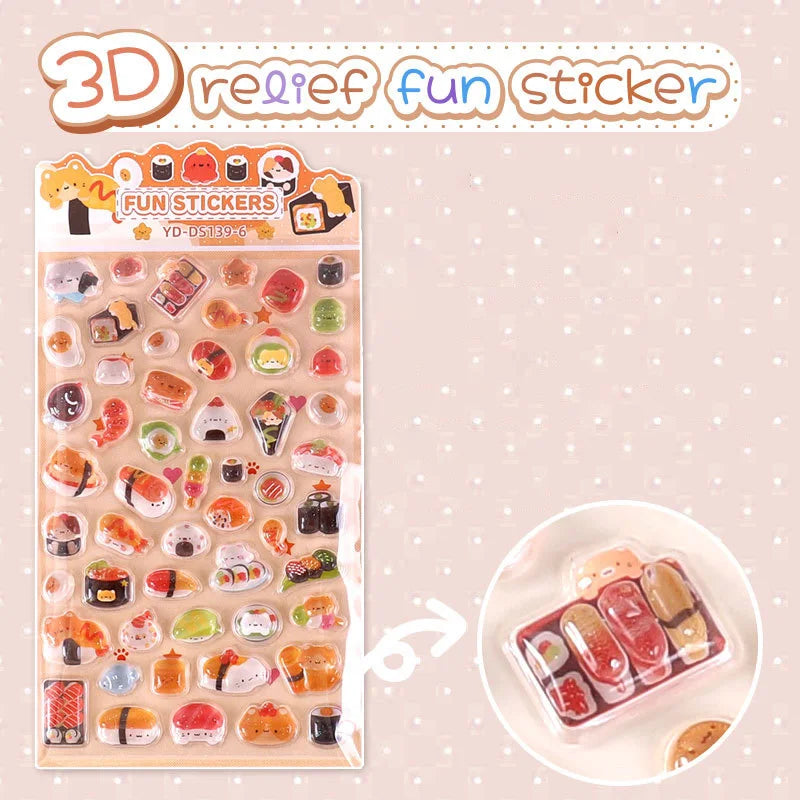 6-Style Japanese 3D Cute Stickers | Crystal Embossed Design for DIY Crafts alternate view