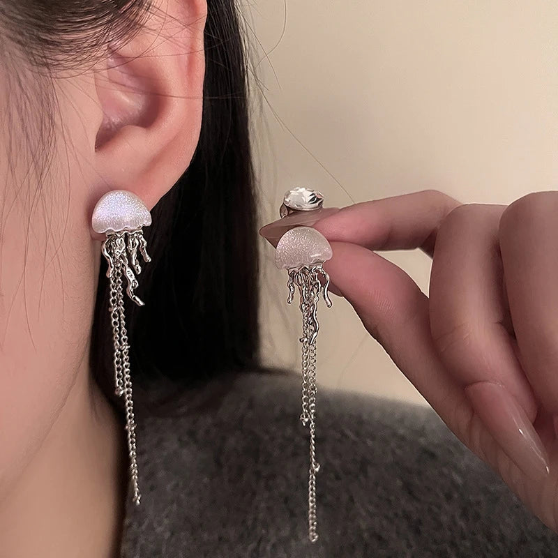 Korean Octopus Deep-Sea Jellyfish Elves Stud Earrings additional angle