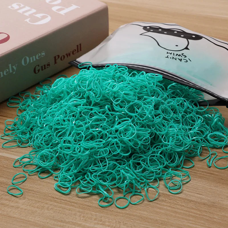 500/1000/2000pcs Girls Colourful Disposable Rubber Band Hair Ties Headband Children P lifestyle view
